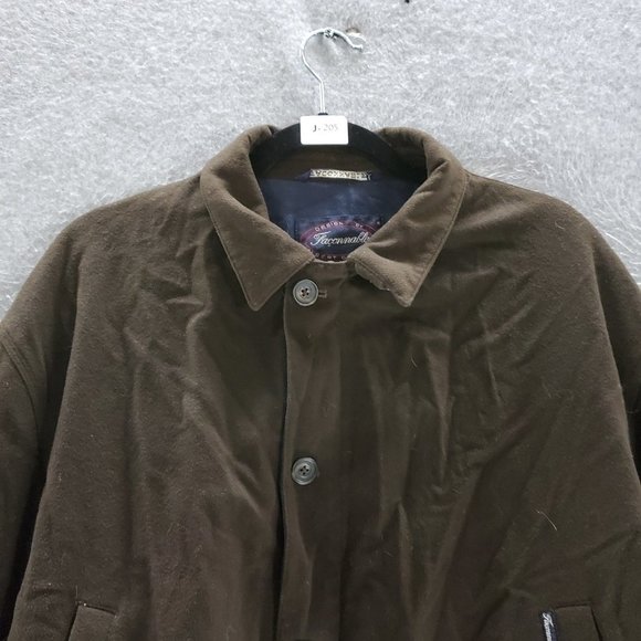 VINTAGE Faconnable Men Jacket Large Brown 100%‎ Wool Button Up Pockets READ - Picture 3 of 11